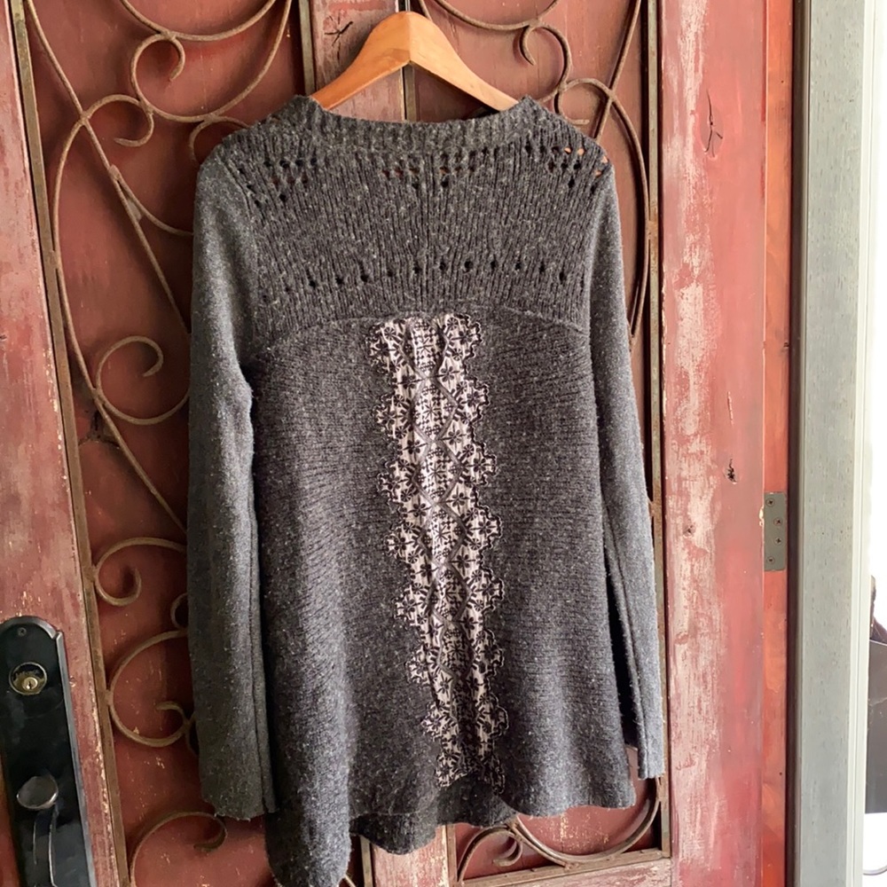 “Free People” soft gray cardigan sweater